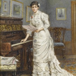 A young woman at a piano 1880
